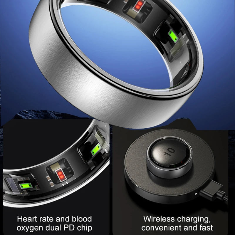 New R10 Waterproof Smart Ring Health Monitor Men & Women Health & Sleep Monitor Smart Rings Multi-Sport Modes Qring APP