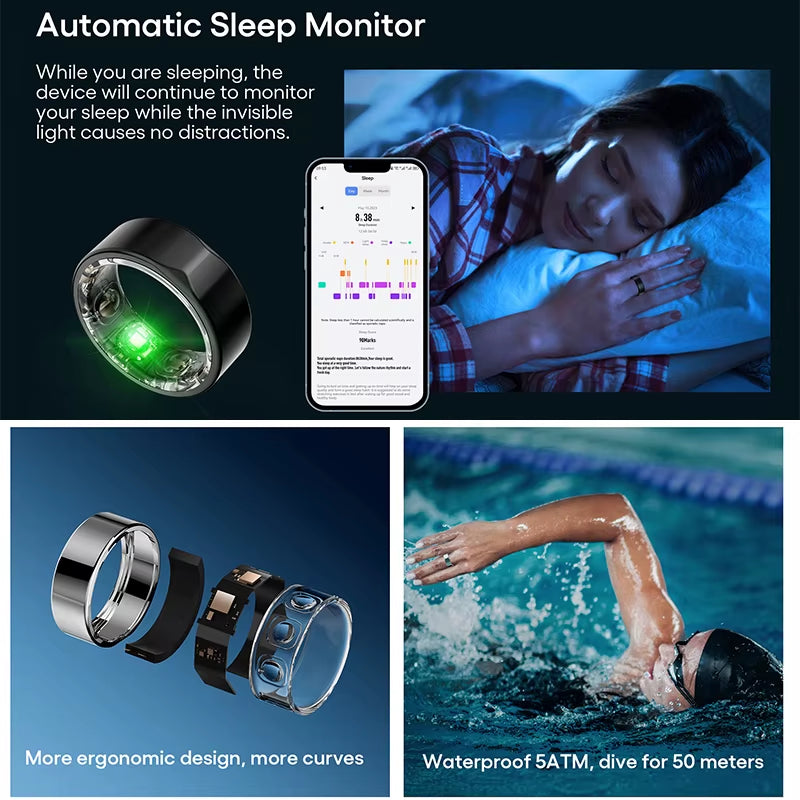 2301A High Quality Heart Rate Variability Smartring Fitness Sleep Tracker Smart Health Ring for Men Women Track Circle Menstrual