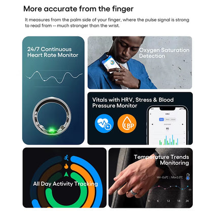 2301A High Quality Heart Rate Variability Smartring Fitness Sleep Tracker Smart Health Ring for Men Women Track Circle Menstrual